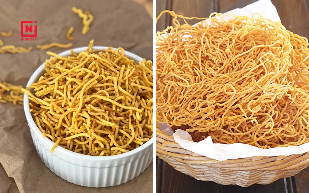 Aloo Bhujia is a crispy Indian snack made from potatoes and gram flour