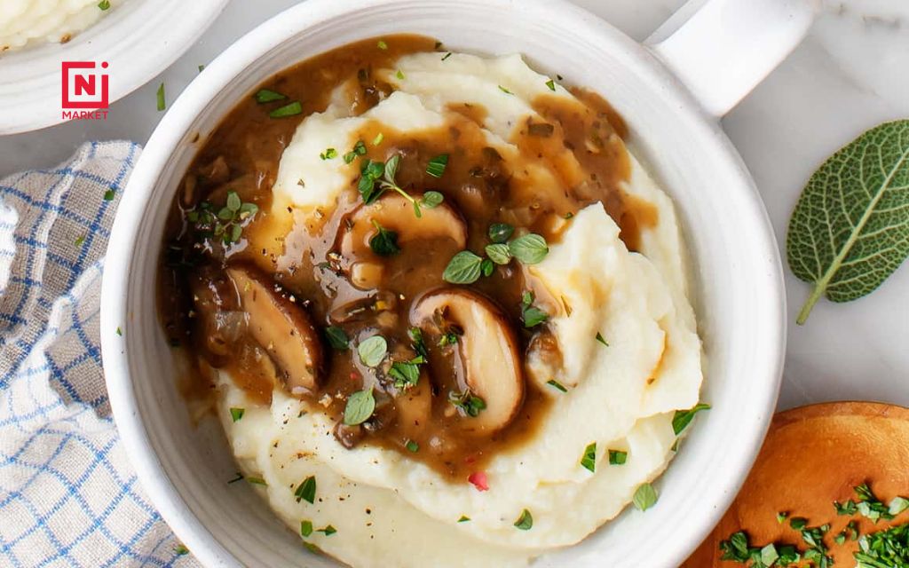Explore cozy vegetarian mushroom gravy recipe with Asian Umami
