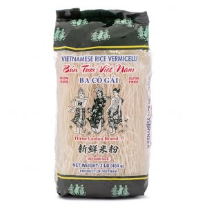 Three Ladie Rice Stick, Rice Vermicelli, Rice Noodle 1 lbs (Bun Ba Co Gai)