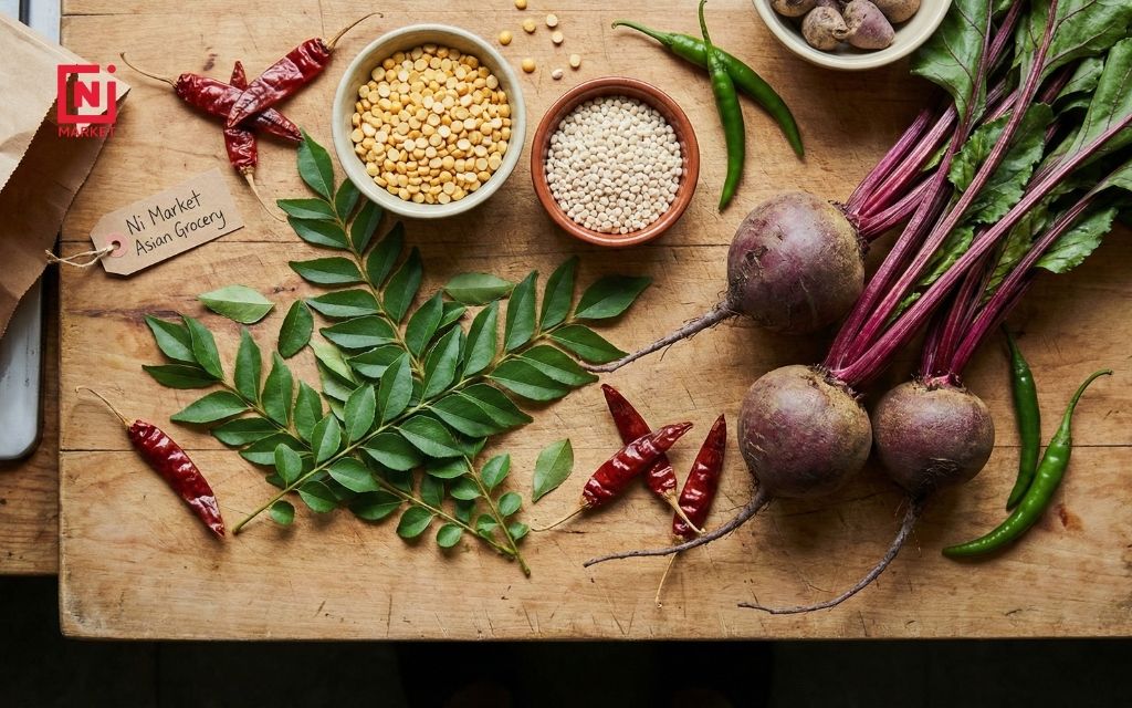 Fresh ingredients for beetroot chutney from Ni Market Asian grocery