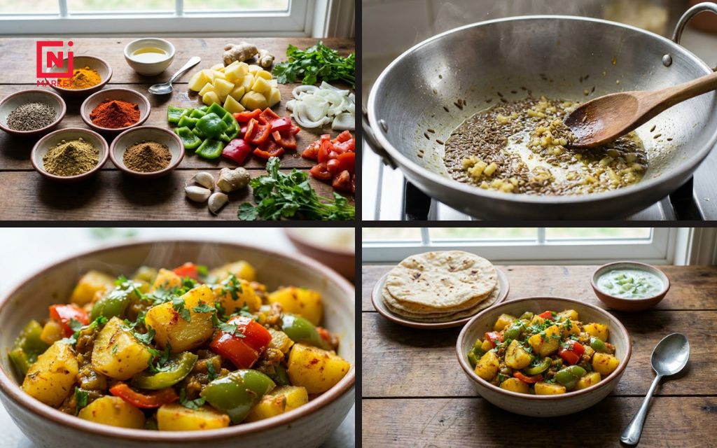 Indian spices for easy aloo capsicum sabzi recipe