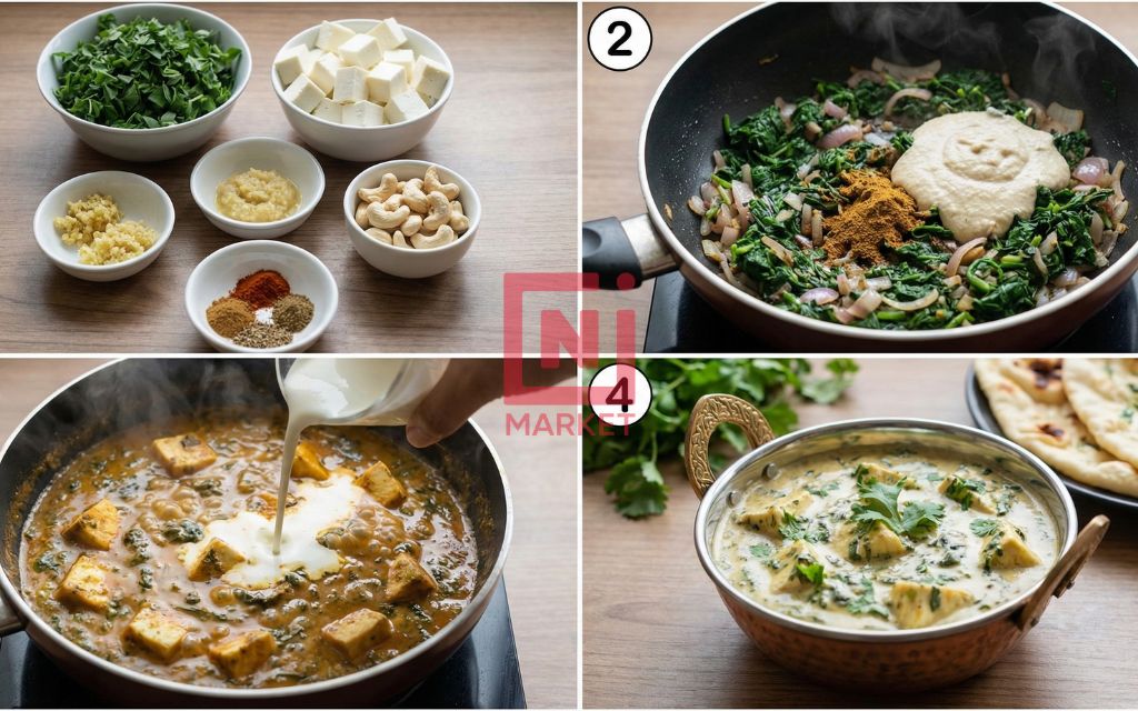 Step by step process for making restaurant style methi malai paneer at home