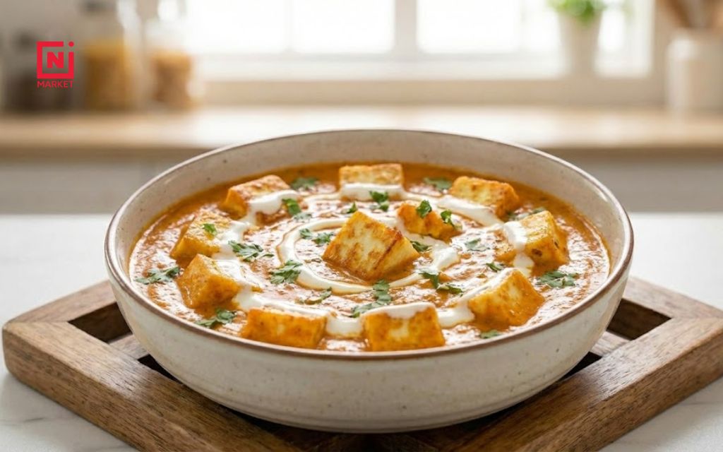 Street style chilli paneer with peppers and onions in spicy tangy garlic sauce