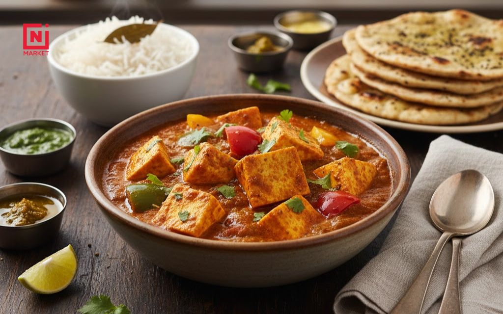 Homemade paneer capsicum recipe with soft paneer cubes and colorful bell peppers in Indian spiced masala gravy